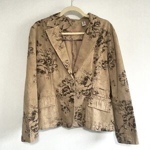 Caribbean Joe Floral Tan Blazer | Size 12